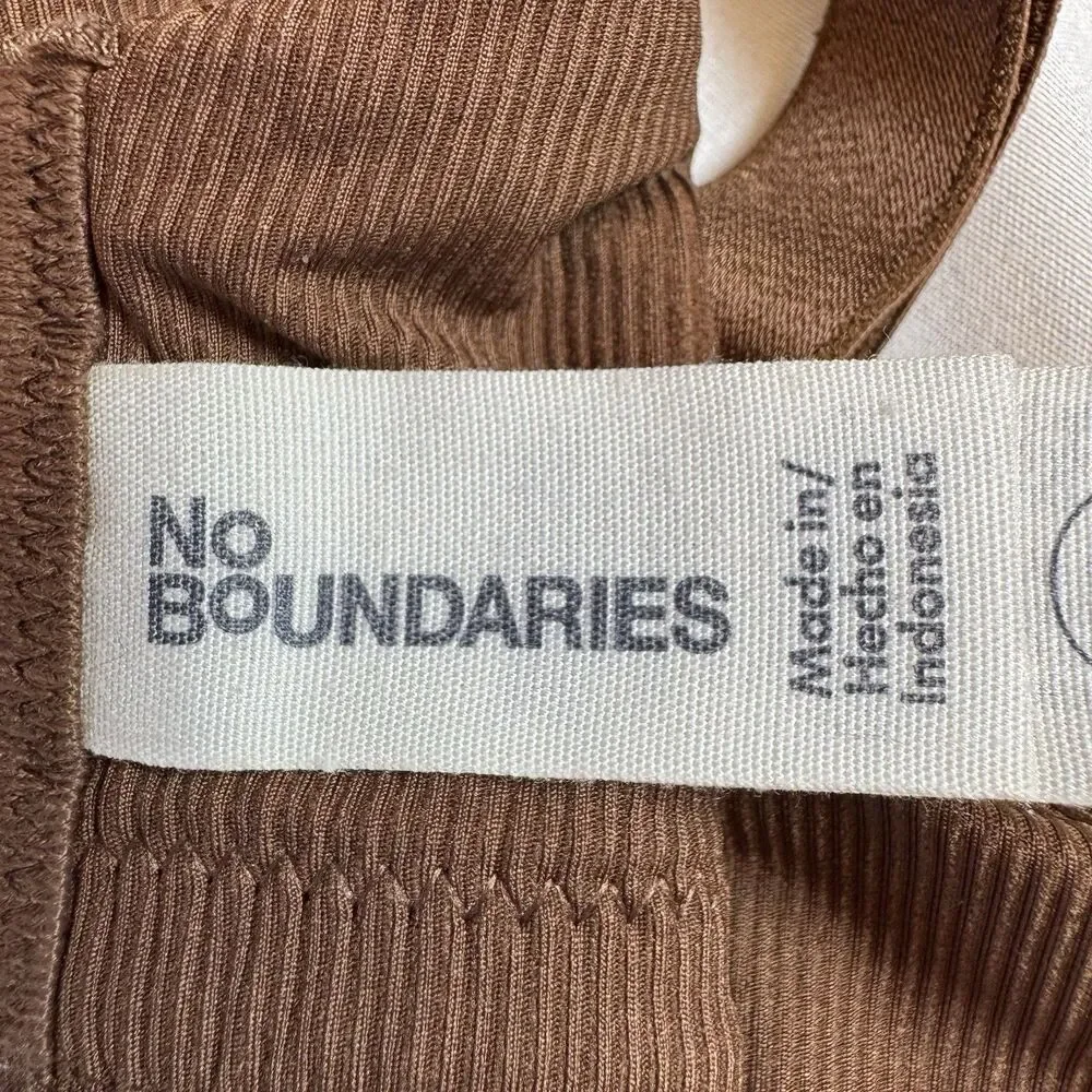 No Boundaries Seamless Wireless Bra Size XXL Brown Ribbed Stretch Comfort